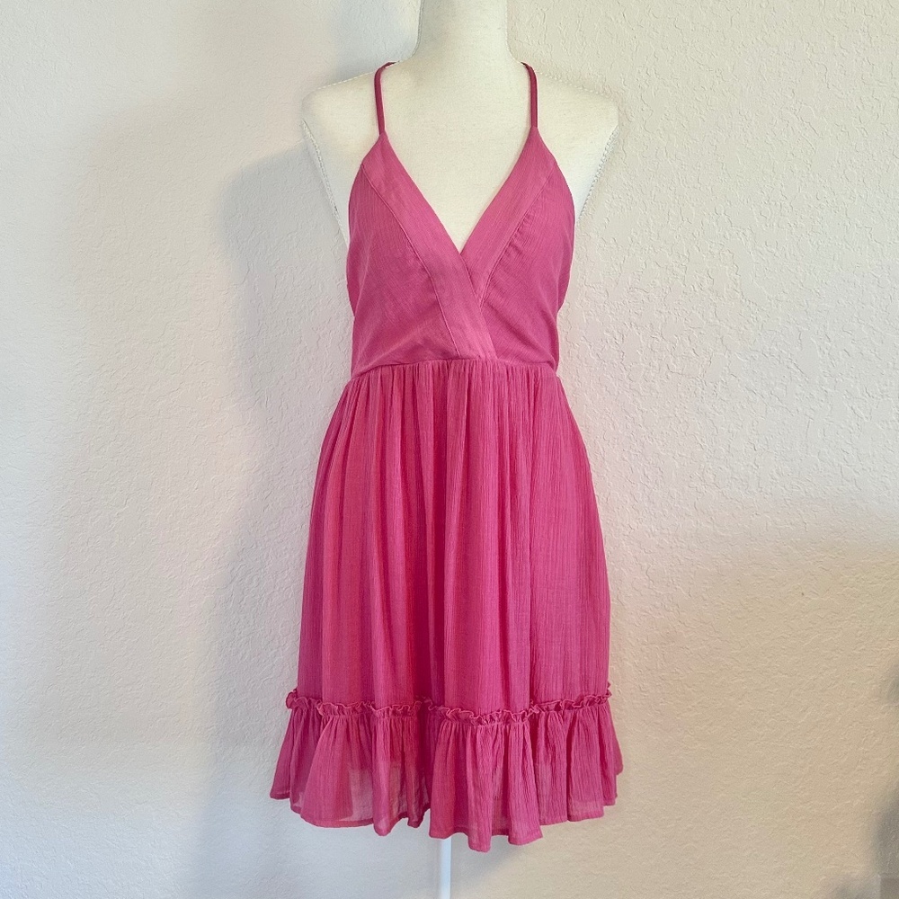 New In, Lattice Open Back Sleeveless Ruffled Mini Dress, Size S - Picture 3 of 11